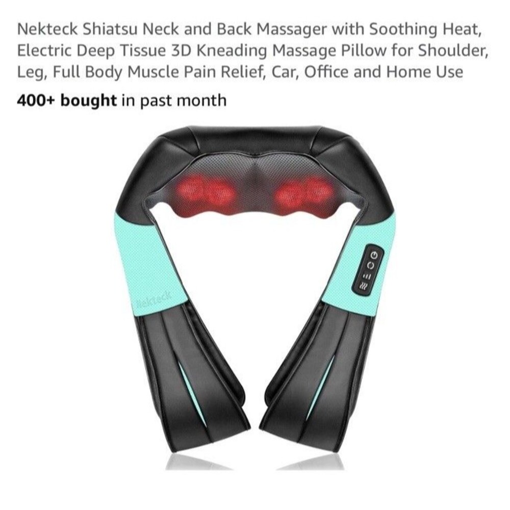 Shiatsu Back Neck and Shoulder Massager with Heat Deep Tissue 3D Kneading Pillow